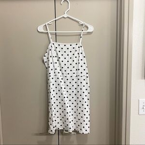 white & black polka dot dress